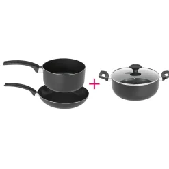 Gifi Cuisson^Batterie de cuisine tous feux dont induction x3 avec couvercle
