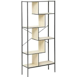 Bibliothèque Etagère sur pied design industriel naturel et noir - Andy Rangement