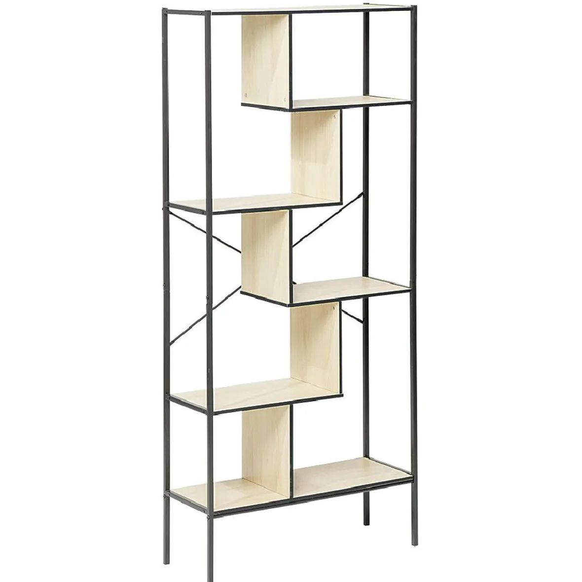 Bibliothèque Etagère sur pied design industriel naturel et noir - Andy Rangement
