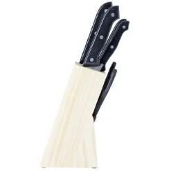 Gifi Préparation Culinaire^Bloc en bois 5 couteaux de cuisine et ciseaux