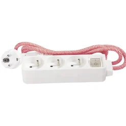 Bloc multiprise textile 3x16A rouge/blanc 1,5m^Gifi Discount