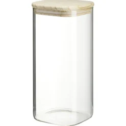 Gifi Conservation Alimentaire^Bocal carré transparent avec couvercle en bois 1,4L