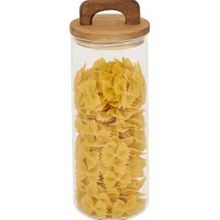 Gifi Conservation Alimentaire^Bocal de conservation 1,1L en verre avec couvercle en bois Ø9,5xH20cm