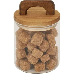 Gifi Conservation Alimentaire^Bocal de conservation 500ml en verre avec couvercle en bois Ø9,5xH10cm