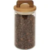 Gifi Conservation Alimentaire^Bocal de conservation 800ml en verre avec couvercle en bois Ø9,5xH14cm