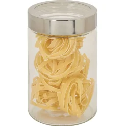 Gifi Conservation Alimentaire^Bocal en verre transparent couvercle inox 1,2L - Ø11xH.17cm