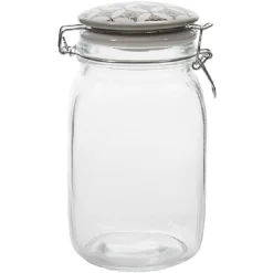 Gifi Conservation Alimentaire^Bocal hermétique carré en verre couvercle motif ciment 1,5 L