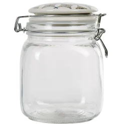 Gifi Conservation Alimentaire^Bocal hermétique carré en verre couvercle motif ciment 1 L