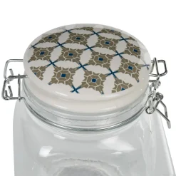 Gifi Conservation Alimentaire^Bocal hermétique carré en verre couvercle motif ciment 1 L