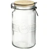Gifi Conservation Alimentaire^Bocal hermétique rond transparent avec couvercle en bambou H20 cm