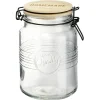 Gifi Conservation Alimentaire^Bocal hermétique rond transparent avec couvercle en bambou H16,5 cm