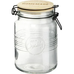 Gifi Conservation Alimentaire^Bocal hermétique rond transparent avec couvercle en bambou H16,5 cm