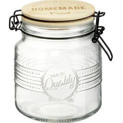 Gifi Conservation Alimentaire^Bocal hermétique rond transparent avec couvercle en bambou H14,5 cm
