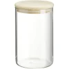 Gifi Conservation Alimentaire^Bocal rond transparent avec couvercle en bois 1L