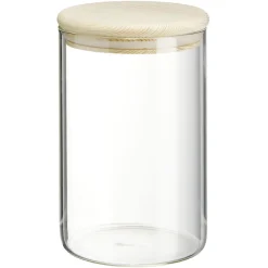 Gifi Conservation Alimentaire^Bocal rond transparent avec couvercle en bois 1L