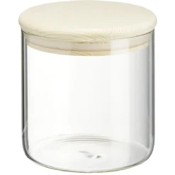 Gifi Conservation Alimentaire^Bocal rond transparent avec couvercle en bois 0,6L