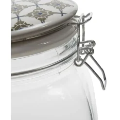 Gifi Conservation Alimentaire^Bocal transparent avec couvercle design carreau de ciment 1,5 L