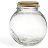 Gifi Conservation Alimentaire^Bocal verre transparent 2,1L avec couvercle bambou et clip en fer