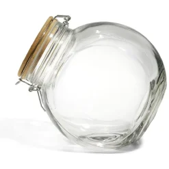 Gifi Conservation Alimentaire^Bocal verre transparent 2,1L avec couvercle bambou et clip en fer