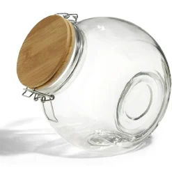 Gifi Conservation Alimentaire^Bocal verre transparent 2,1L avec couvercle bambou et clip en fer