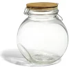 Gifi Conservation Alimentaire^Bocal verre transparent 1,6L avec couvercle bambou et clip en fer