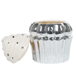 Gifi Conservation Alimentaire^Bonbonnière cupcake gris argenté avec couvercle blanc