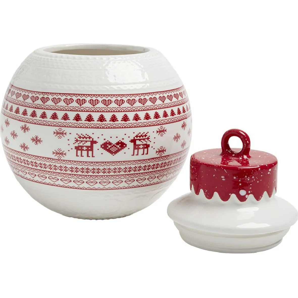 Gifi Conservation Alimentaire^Bonbonnière en céramique décor Noël rouge blanc