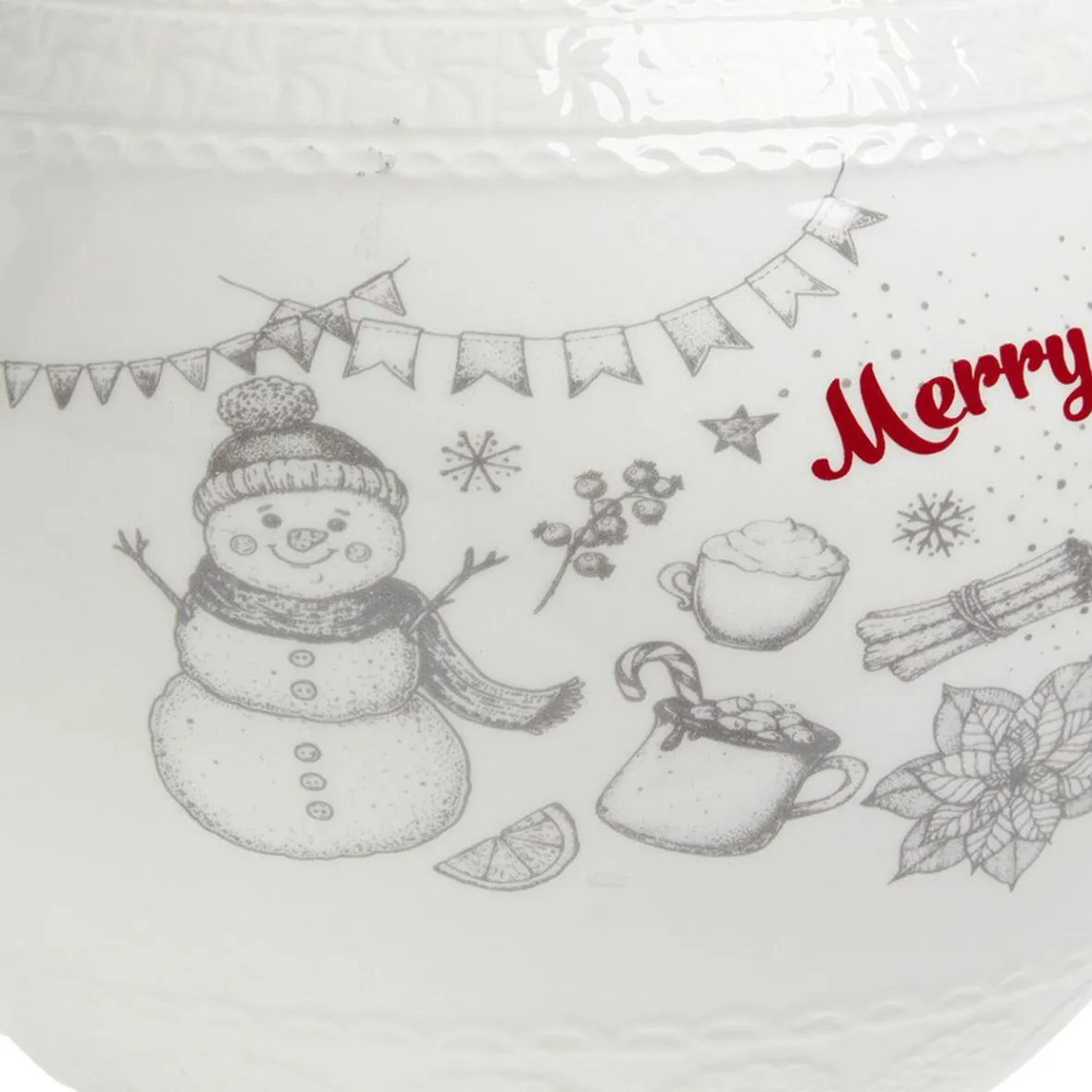 Gifi Conservation Alimentaire^Bonbonnière en céramique décor Noël rouge blanc