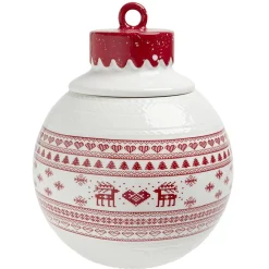 Gifi Conservation Alimentaire^Bonbonnière en céramique décor Noël rouge blanc