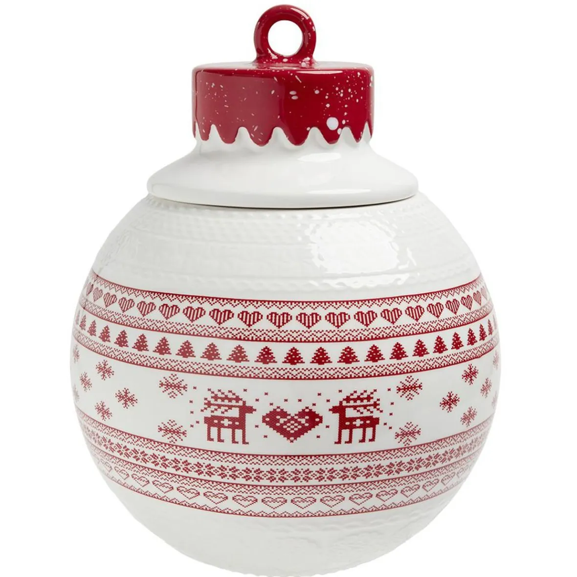 Gifi Conservation Alimentaire^Bonbonnière en céramique décor Noël rouge blanc