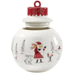 Gifi Conservation Alimentaire^Bonbonnière forme boule de Noël blanche et rouge