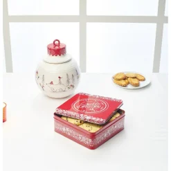 Gifi Conservation Alimentaire^Bonbonnière forme boule de Noël blanche et rouge