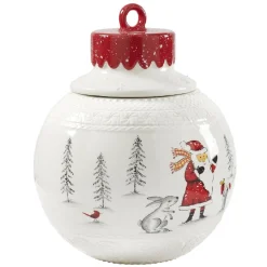 Gifi Conservation Alimentaire^Bonbonnière forme boule de Noël blanche et rouge
