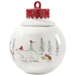 Gifi Conservation Alimentaire^Bonbonnière forme boule de Noël blanche et rouge