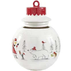 Gifi Conservation Alimentaire^Bonbonnière forme boule de Noël blanche et rouge