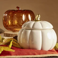 Gifi Conservation Alimentaire^Bonbonnière Halloween forme citrouille porcelaine blanc Ø18 cm