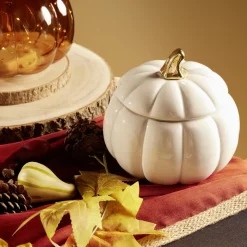 Gifi Conservation Alimentaire^Bonbonnière Halloween forme citrouille porcelaine blanc Ø18 cm