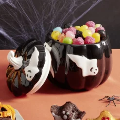 Gifi Conservation Alimentaire^Bonbonnière Halloween 1L citrouille noire fantômes blancs Ø13,5xH15,8cm