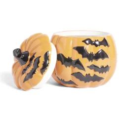 Gifi Conservation Alimentaire^Bonbonnière Halloween 1L citrouille orange chauve-souris noires Ø13,5xH15,8cm