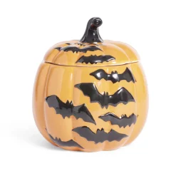 Gifi Conservation Alimentaire^Bonbonnière Halloween 1L citrouille orange chauve-souris noires Ø13,5xH15,8cm