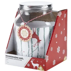 Gifi Conservation Alimentaire^Bonbonnière Noël rennes verre cordelette rouge et blanc 3 L