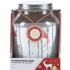 Gifi Conservation Alimentaire^Bonbonnière Noël rennes verre cordelette rouge et blanc 3 L