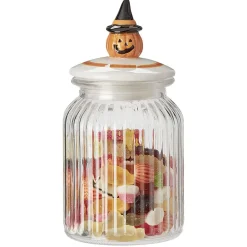 Gifi Conservation Alimentaire^Bonbonnière transparente couvercle déco citrouille Halloween 1L