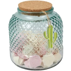 Gifi Conservation Alimentaire^Bonbonnière verre motif cactus couvercle bois et cordelette