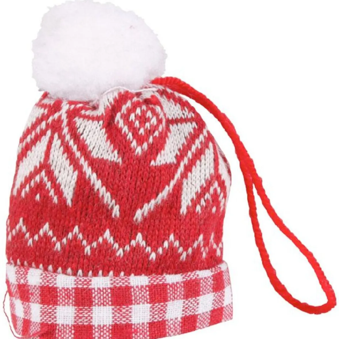 Bonnet à pompon rouge blanc^Gifi