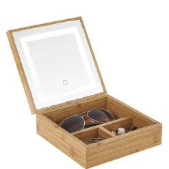 Boîte à bijoux avec miroir à led en bambou^Gifi