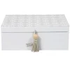 Boîte à bijoux pompon blanc gris Rangement