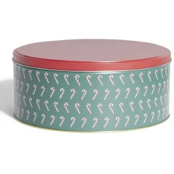 Gifi Conservation Alimentaire^Boîte à biscuits de Noël ronde en métal rouge et vert x3
