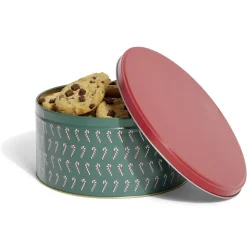 Gifi Conservation Alimentaire^Boîte à biscuits de Noël ronde en métal rouge et vert x3
