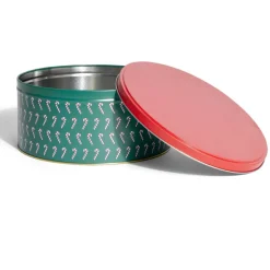 Gifi Conservation Alimentaire^Boîte à biscuits de Noël ronde en métal rouge et vert x3